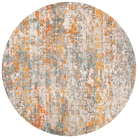 Safavieh 4 x 4 ft. Madison 400 Contemporary Round Rug; Grey & Orange MAD460F-4R